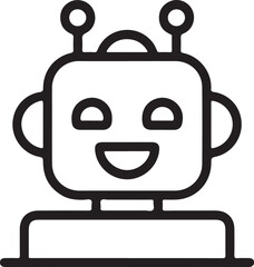 Friendly cartoon robot head with antennae and a wide smile