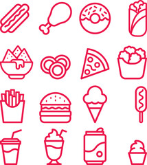 Fast Food and Snack Icons Collection