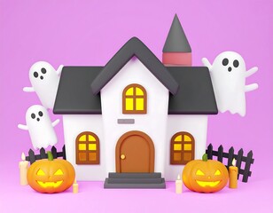 halloween house with pumpkin