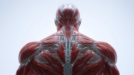 Detailed anatomical view of human back muscles.