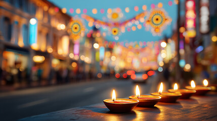 Deepavali in Singapore, oil lamps lighting up Little India