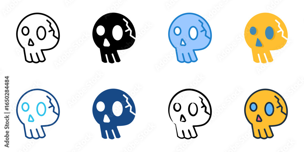 Poster skeleton icon set multiple style collection