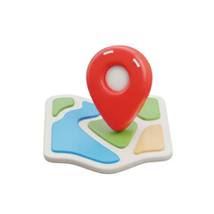 3d red location pin on a map icon isolated on transparent background