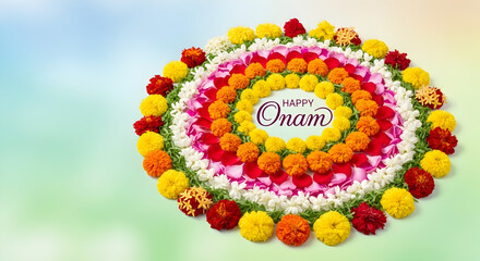 Vibrant Pookalam for Happy Onam: Flower Carpet Celebration