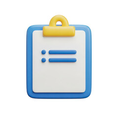 3d clipboard with list isolated on transparent background