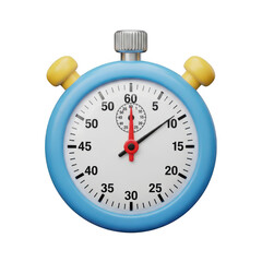 3d blue stopwatch isolated on transparent background