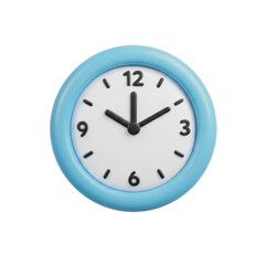 3d blue clock isolated on transparent background