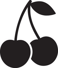 Cherry silhouette vector illustration for fruit, food, nature, garden, and decorative botanical design.