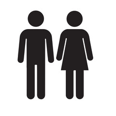 Male and female silhouette icons, signs, and symbols for people, couples, and families