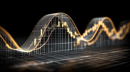 Golden Financial Wave Chart Data Visualization