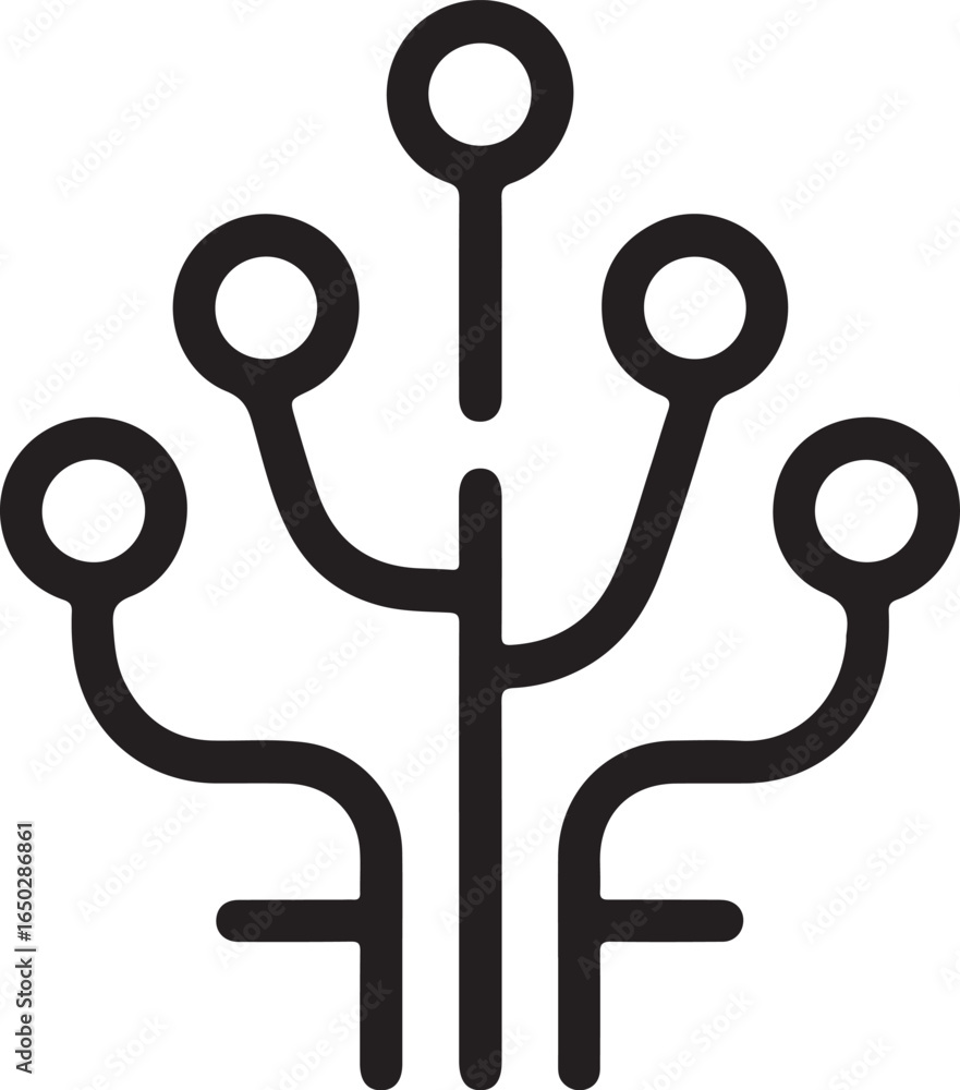 Aufkleber abstract digital network connection symbol with branching lines and circles