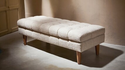 Minimalist White Sofa Bench in Natural Light – Modern Interior