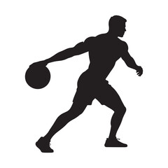  Silhouette vector of a muscular man in mid action throwing a medicine ball.