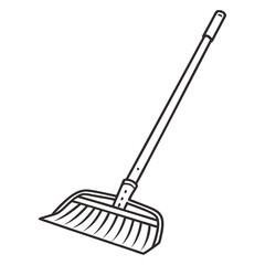 A minimalist style broom for cleaning, isolated on white background