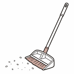 Dustpan and broom for cleaning isolated on white background, a simple tool for maintaining a tidy home