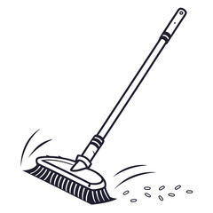 Illustration of a broom, essential tool for cleaning and maintaining a tidy home, sweeping up debris isolated on white background