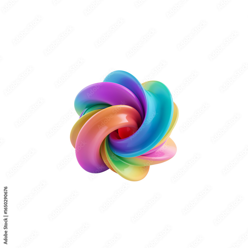 Poster abstract vibrant multicolored swirl with a captivating rounded petal design and smooth surface