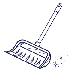 Illustration of a dustpan with sparkles isolated on white background, a tool for cleaning and maintenance tasks