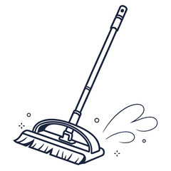 Illustration of a mop with water splash isolated on white background, a cleaning tool for maintaining hygiene in the household