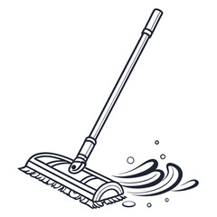 Illustration of a mop with water splash isolated on white background, a cleaning tool for maintaining hygiene in the house