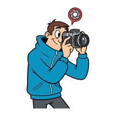 Captured Moment: A skilled photographer, focused and determined, frames the perfect shot, embodying the essence of visual storytelling.