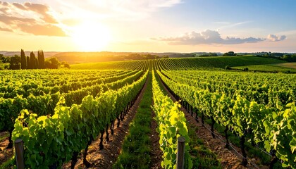 Vineyard Sunset with Rolling Hills. (1)