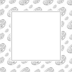 Food frame. doodle fast food square frame. hand drawn food and beverage frame background. food background