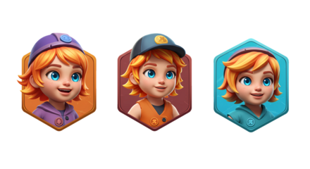 Cute Cartoon Kids Avatars Game Characters
