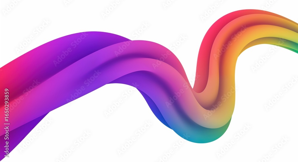Poster colorful abstract flowing ribbon: an eye-catching artistic rendering of a multicolored, fluid ribbon