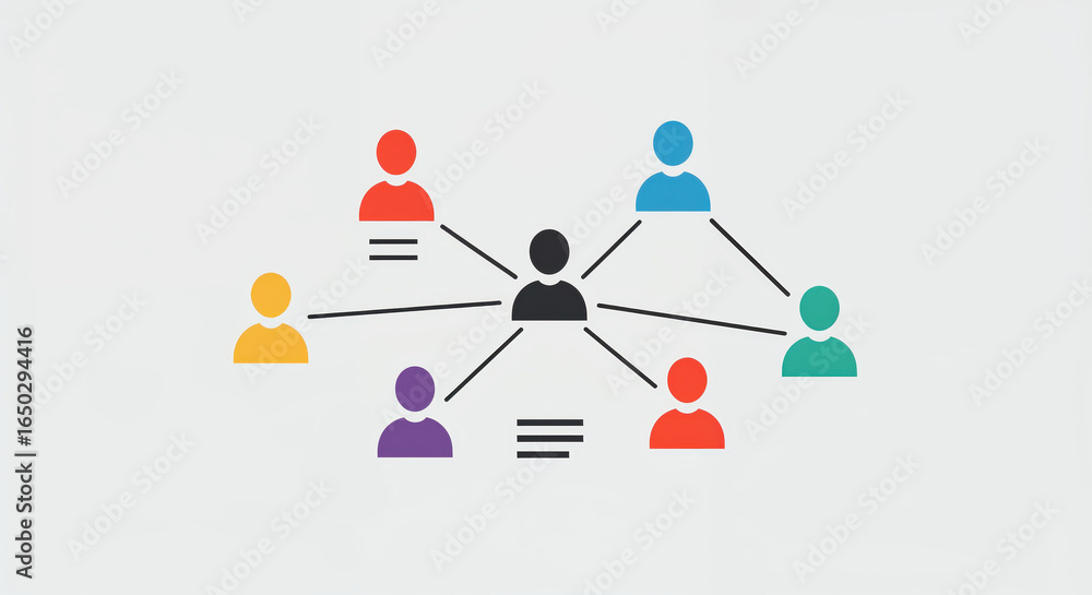 Poster network connection: a network graphic illustrating interconnected individuals, emphasizing collabora