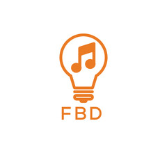 Fototapeta premium Creative Light Bulb with Music Note Logo Design for Music, Innovation, and Entertainment Branding. FBD Letter Logo. 