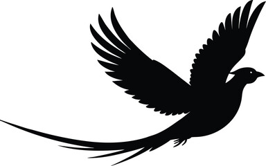 Fototapeta premium Flying Pheasant Silhouette Vector for Nature Clipart and Wildlife Illustration