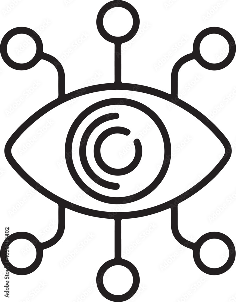 Aufkleber abstract digital eye icon with connecting nodes representing technology and data