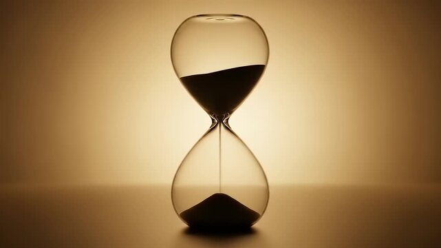 Elegant hourglass silhouette casting shadows against a warm backdrop, symbolizing the passage of time