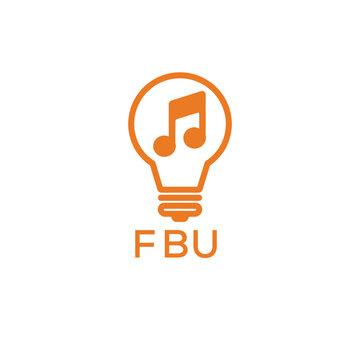 Creative Light Bulb with Music Note Logo Design for Music, Innovation, and Entertainment Branding. FBU Letter Logo.
