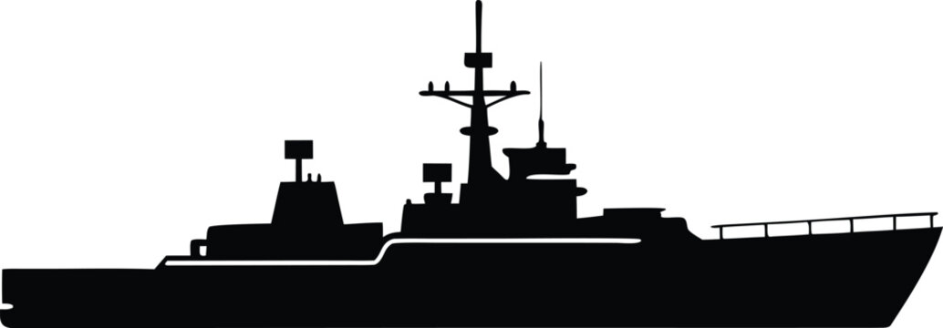Naval Vessel Vector Silhouette Clipart Illustration for Creative Design