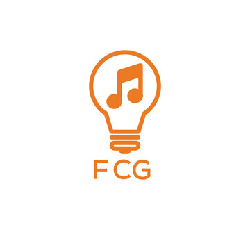 Creative Light Bulb with Music Note Logo Design for Music, Innovation, and Entertainment Branding. FCG Letter Logo.
