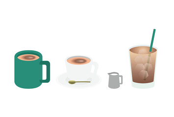カフェオレのイラストセット