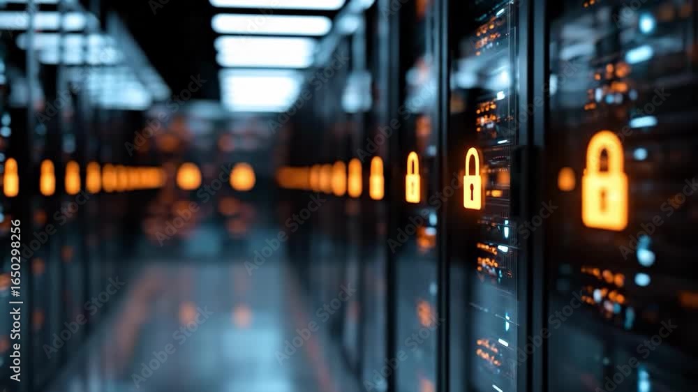 Aufkleber data security at its core: highlighting the core of robust digital protection, illuminated lock icon