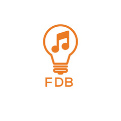 Creative Light Bulb with Music Note Logo Design for Music, Innovation, and Entertainment Branding. FDB Letter Logo.

