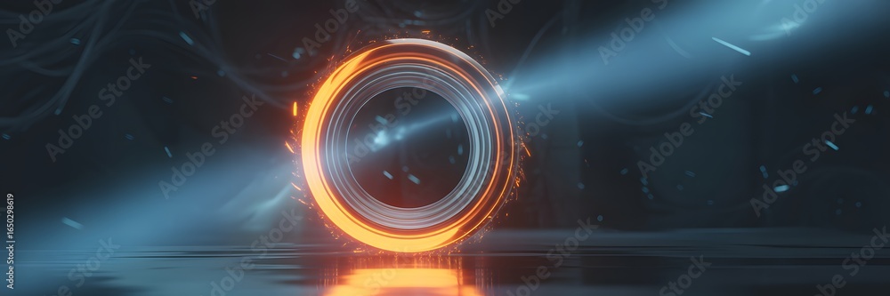 Poster gateway of illumination: an otherworldly portal of light, surrounded by intricate structures, emanat