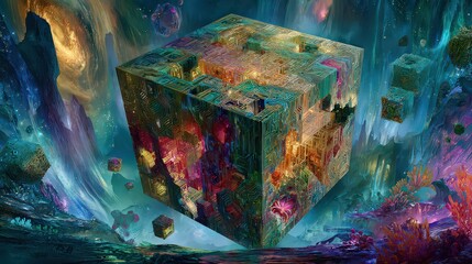 Colossal Iridescent Hypercube In Space
