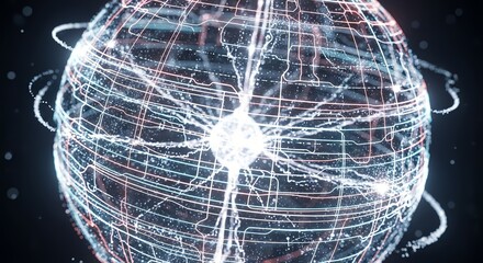 Dazzling digital globe with glowing network lines and data streams