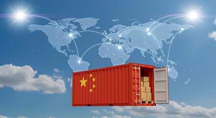 China trade and global logistics concept with shipping container
