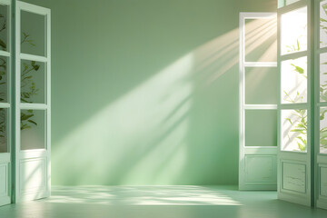 realistic window and tree branch shadow with light blur on transparent background,Summer sunlight and shadow overlay effect