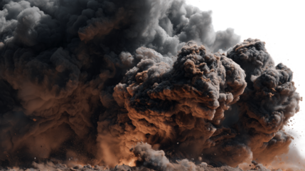 dense explosion smoke cloud on transparent backgrounds 3d render