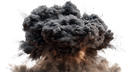 dense explosion smoke cloud on transparent backgrounds 3d render