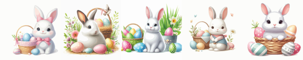 EASTER BUNNY WHITE BACKGROUND IMAGE VECTOR