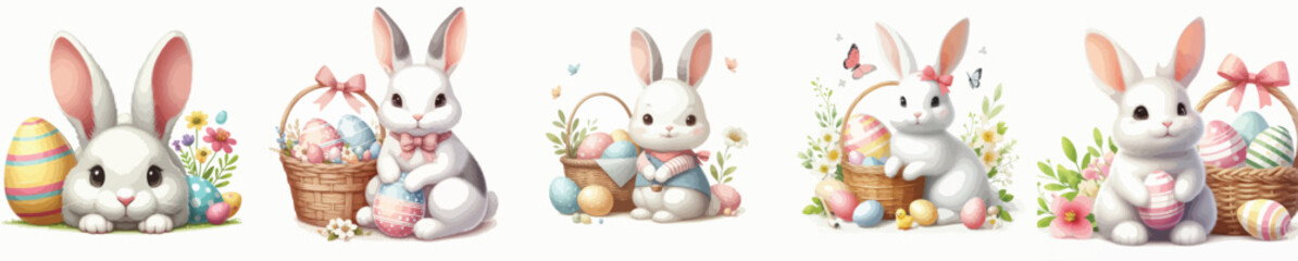 EASTER BUNNY WHITE BACKGROUND IMAGE VECTOR