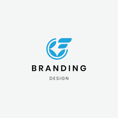 Flat design geometric letter f logo template